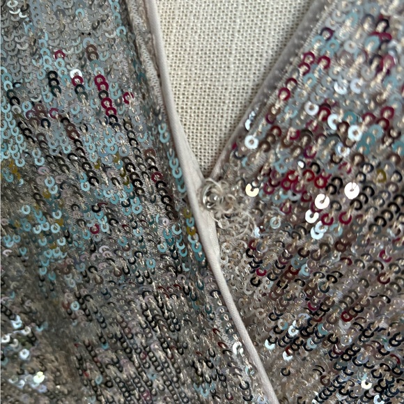 Express Silver Sequin V-Neck Wrap Bodysuit - Picture 10 of 13